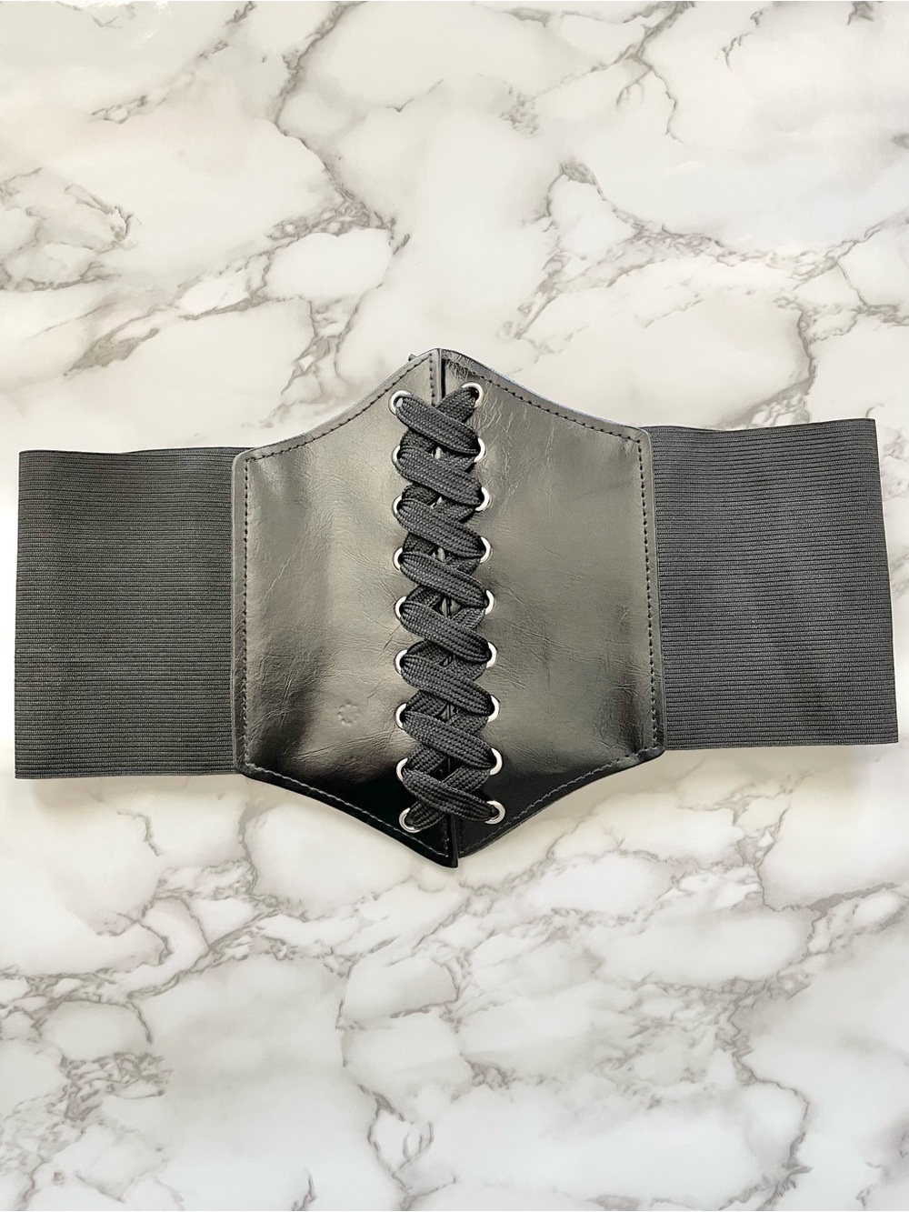 New black adjustable corset tie belt